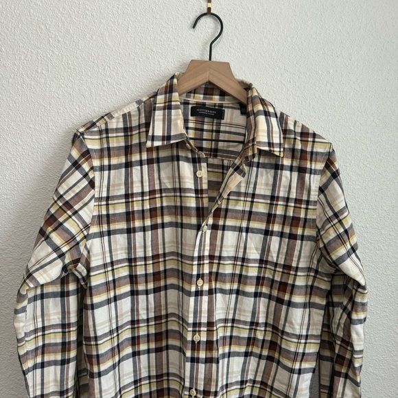 Scotch & Soda Men's Medium Regular Fit Long Sleeve Shirt in Worker Style Plaid - Picture 3 of 11